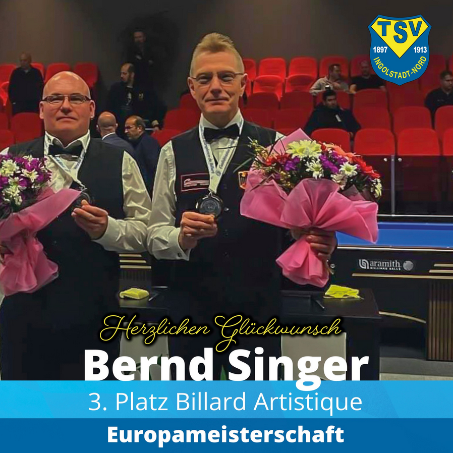 Bernd Singer, Billard, Artistique, Europameisterschaft, Gratulation, TSV Ingolstadt-Nord, Sportverein, Ingolstadt,